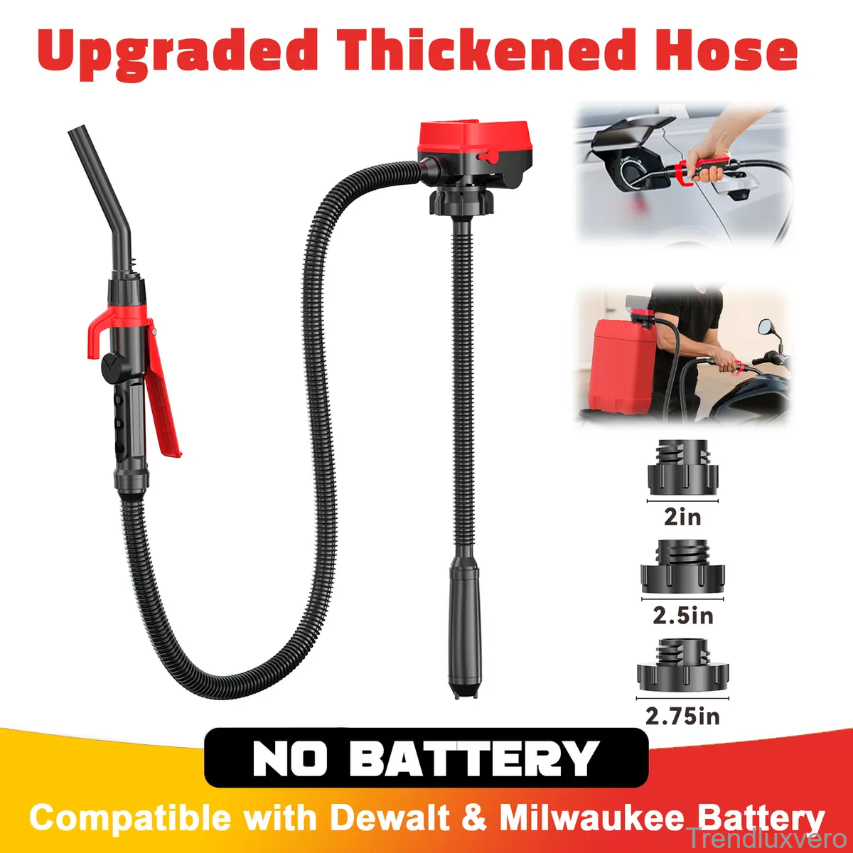 Cordless Fuel Transfer Pump for Dewalt 20V & Milwaukee 18V Batteries – 3.2 GPM Portable Gas, Diesel & Oil Transfer Pump