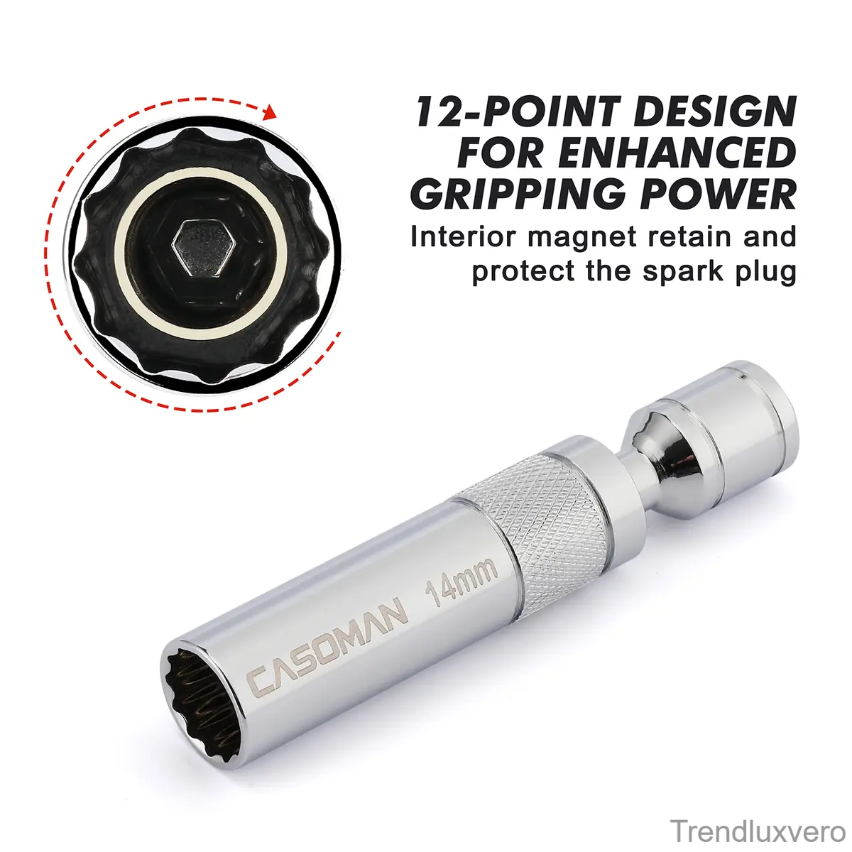 6PCS Magnetic Swivel Spark Plug Socket Set – 3/8" Drive Thin Wall, 12-Point CR-V Steel